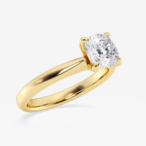 1 1/2 ctw Cushion Lab Grown Diamond Petite Solitaire Engagement Ring - Picture 4 of 6